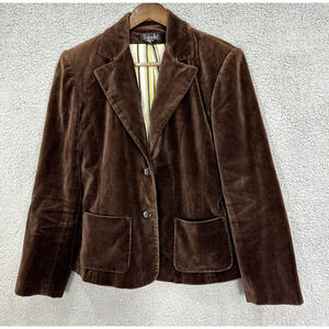 Rafaella Blazer‎ Womens 8 Brown Velvet Pockets Academia Preppy Career Boho Chic